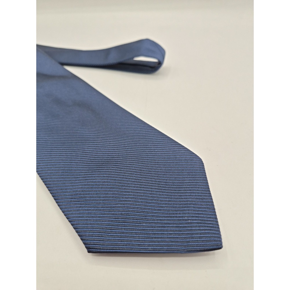 DeSantis Blue Silk Tie Mens Necktie Made in Italy Designer Ribbed Solid 57x3.75